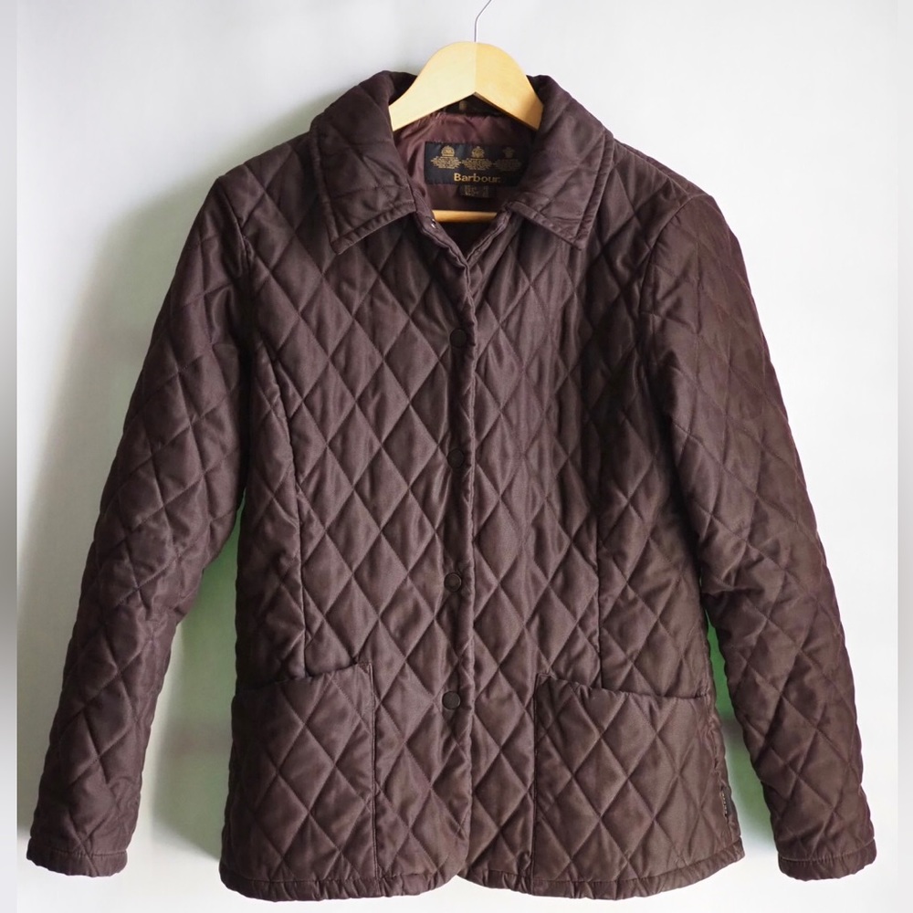 BARBOUR Quilted Microfiber Jacket - Deep Brown - US 6. UK 10.